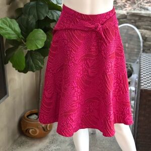 Anthropologie Eva Franco Skirt Freesia Bow Pink Jacquard Fit Flare Size 8